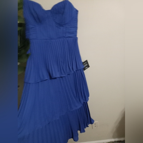 Lulus Cascading Crush Cobalt Blue Tiered Bustier Midi Dress Size M - Picture 9 of 12